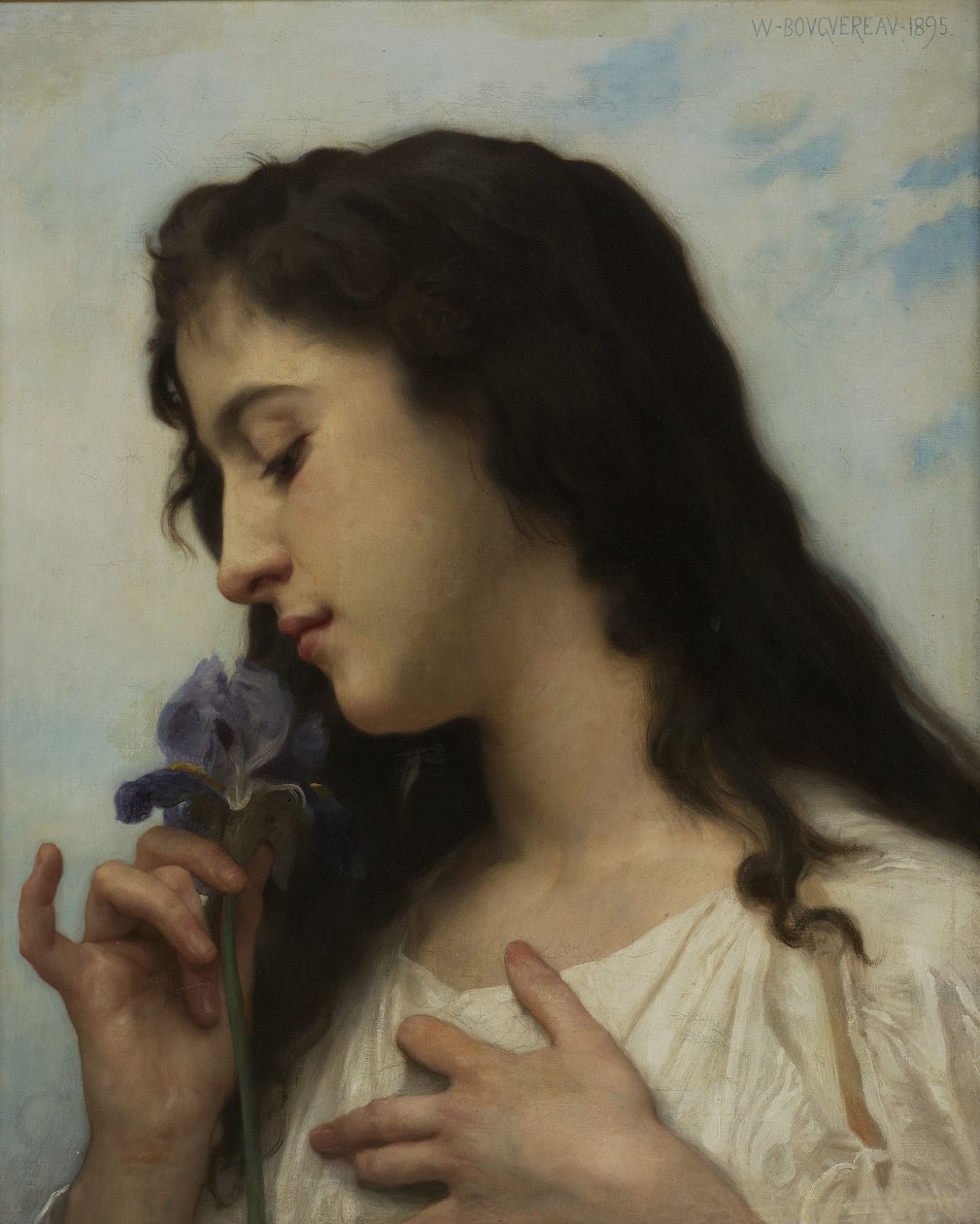 Nő íriszvirággal alkotó: William-Adolphe Bouguereau