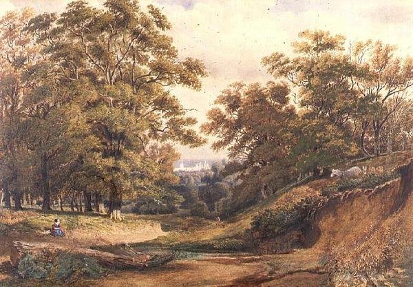 Jelenet az Oxford melletti Bagley Woodban (akvarell és testfesték) alkotó: Joseph Mallord William Turner