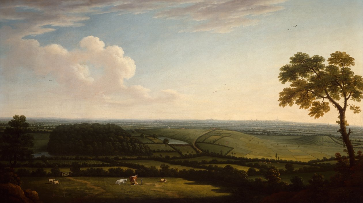 Kiterjedt erdős táj távoli kilátással a városra (olaj) alkotó: Joseph Mallord William Turner