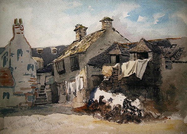 A régi parlamentház belső bírósága, Dolgelley, Észak-Wales (akvarell papíron) alkotó: William Evans