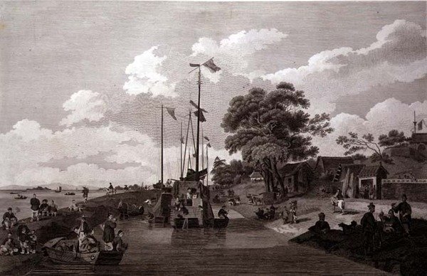 Kilátás a Pao-Yng-tóra, ahol azt egy földtöltés választja el a Grand Canaltól, Vilmos (1747-1810) és Elizabeth Ellis metszet, kocsma. írta: G. Nicol alkotó: William (after) Alexander