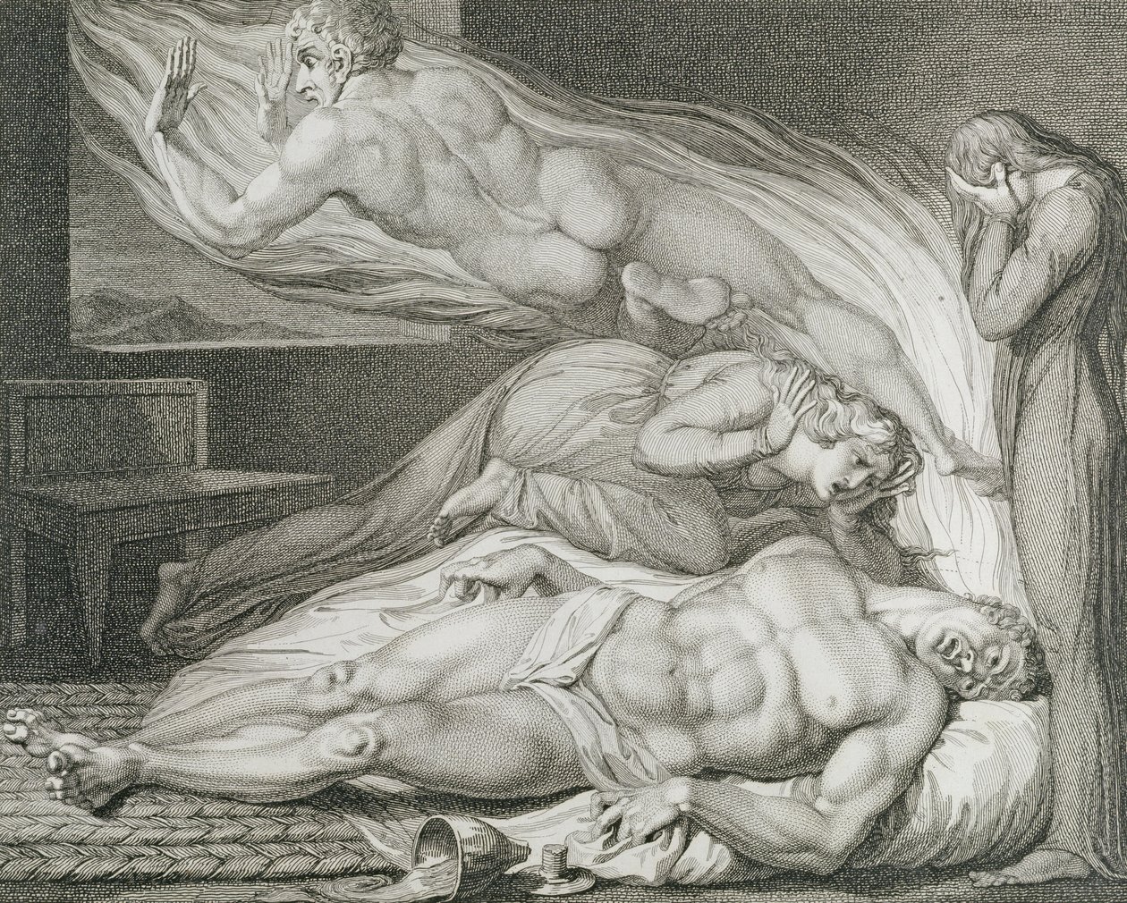 Az erős gonosz ember halála, 6. o., Illusztráció William Blake (1757-1827) „The Grave, A Poem” című művéből, Luigi Schiavonetti (1765-1810) metszete alkotó: William (after) Blake