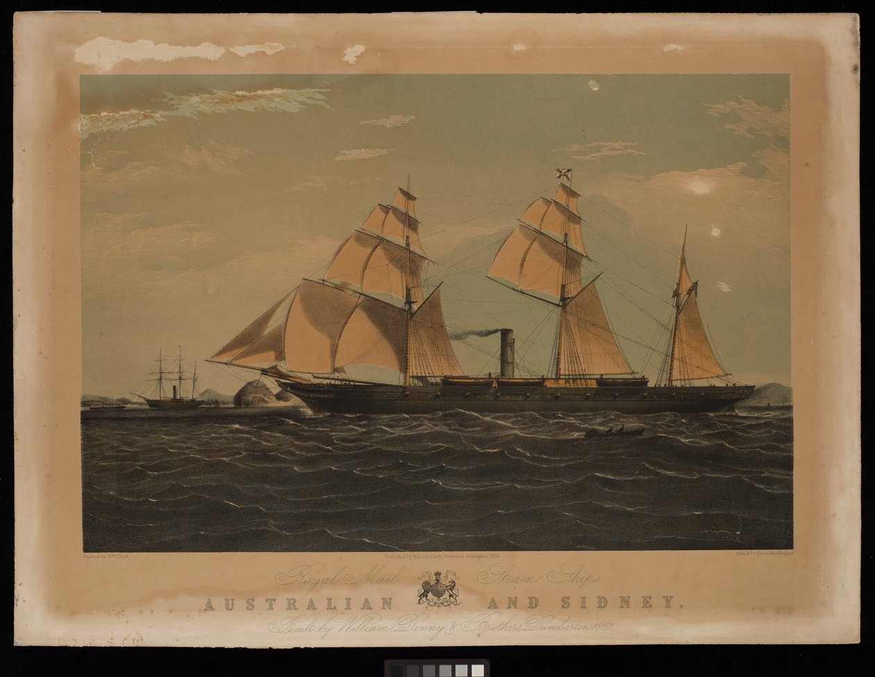 A William Denny  Brothers, Dumbarton 1852-ben épített "Australian" és "Sidney" királyi postahajók. alkotó: William (after) Clark