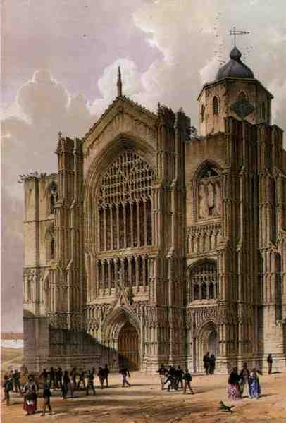 Bridlington Priory, a nyugati front, a „Yorkshire kolostori romjai” című művéből, George Hawkins (1819-52) metszetében alkotó: William (after) Richardson