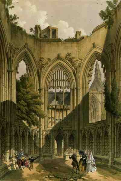 Howden Abbey, a káptalan háza, a „Yorkshire kolostori romjai”-ból, George Hawkins (1819-52) metszetében alkotó: William (after) Richardson