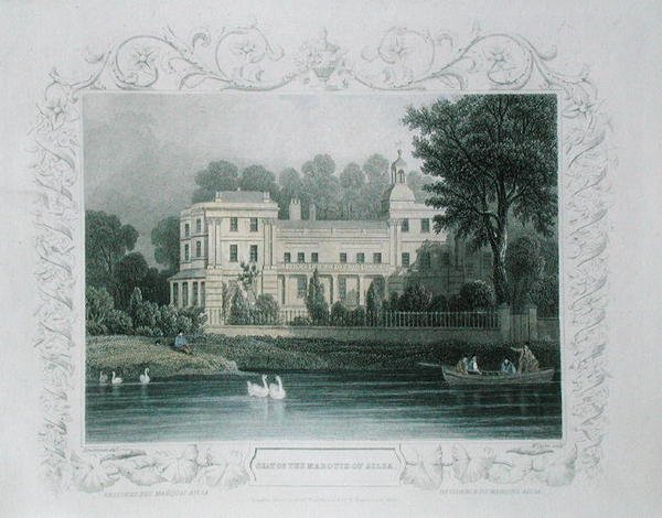 Ailsa márki székhelye a Temze folyón, Twickenhamban, W. Taylor metszete, 1840 körül (színes metszet) alkotó: William (after) Tombleson