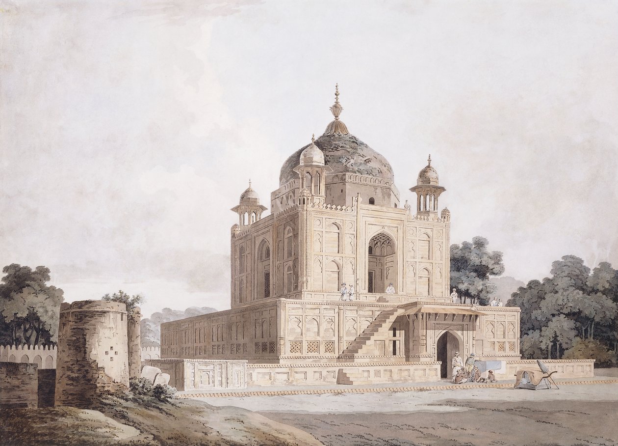 Parviz szultán mauzóleuma, Allahabad közelében (ceruza, toll és fekete tinta, w/c) alkotó: William (circle of) Daniell