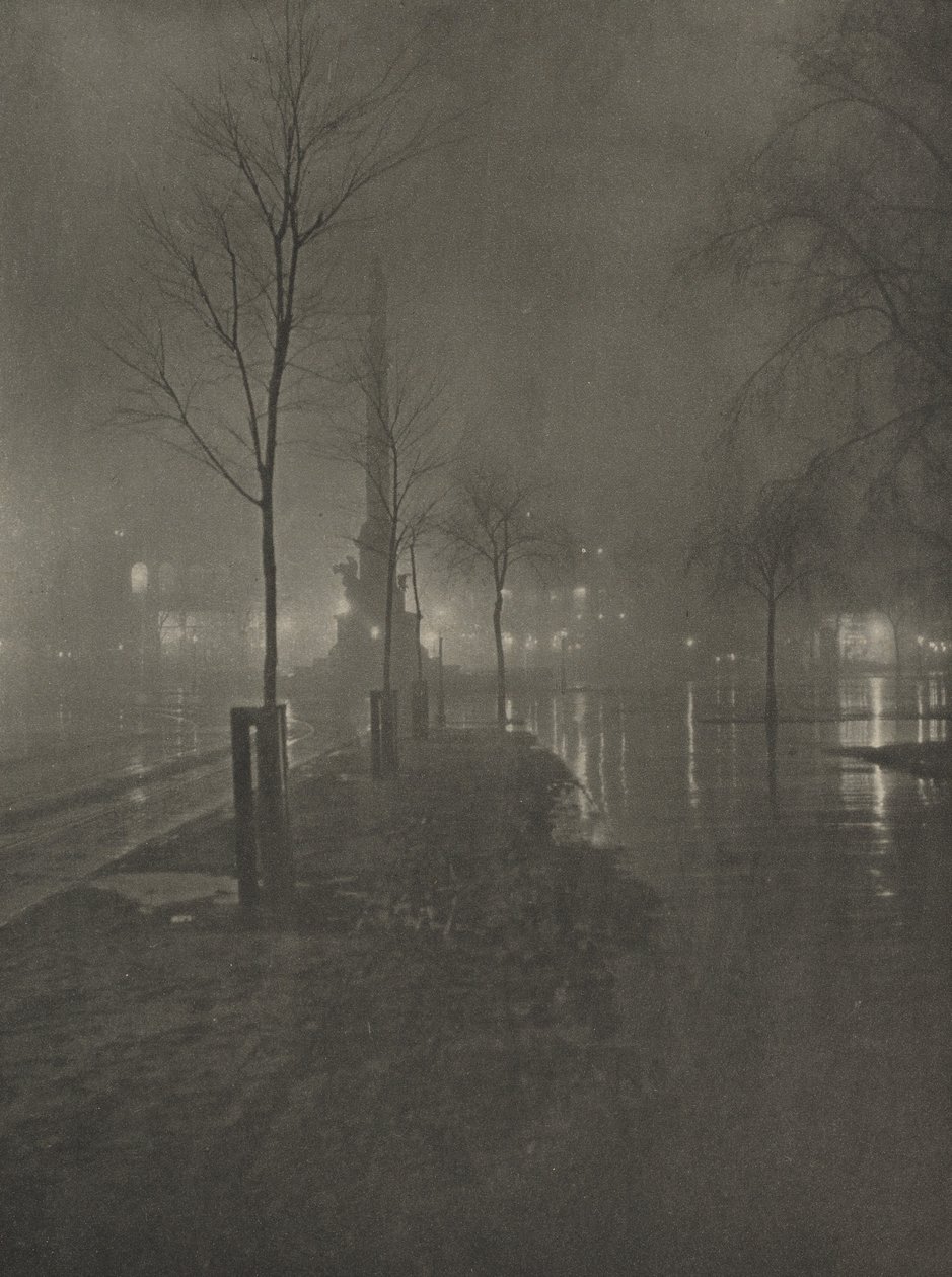 Wet Night, Columbus Circle, New York alkotó: William A. Fraser
