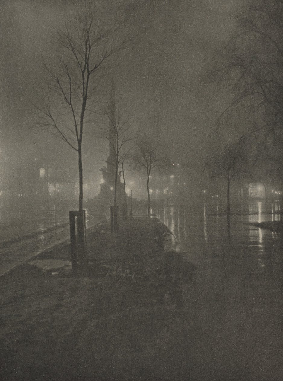 Nedves éjszaka, Columbus Circle, New York, 1925 körül (fotó) alkotó: William A. Fraser
