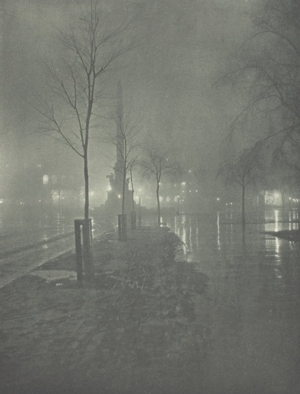 Wet Night, Columbus Circle, New York, c. 1897. alkotó: William A. Fraser