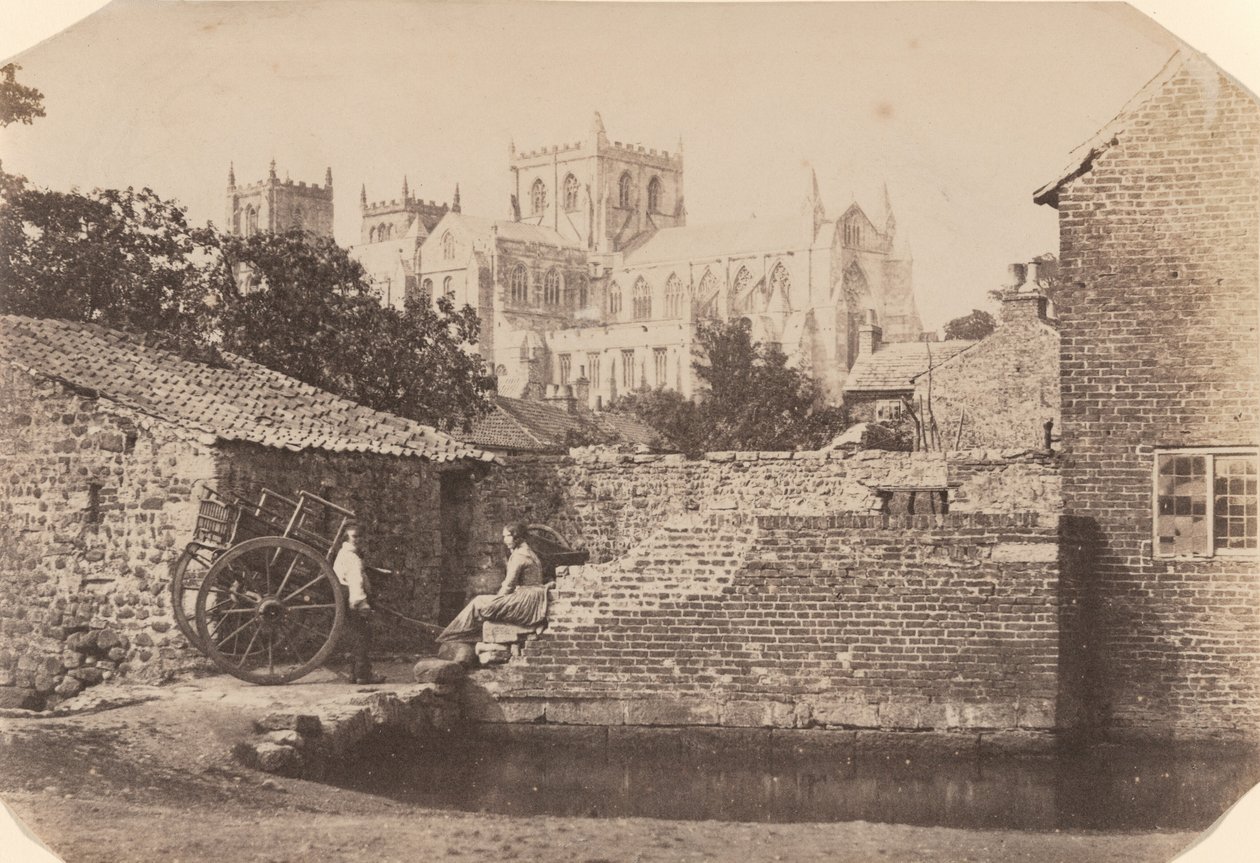 A Ripon-székesegyház délkeletről, a Skell folyó mellett,c. 1855 (fotó) alkotó: William A. Pumphrey
