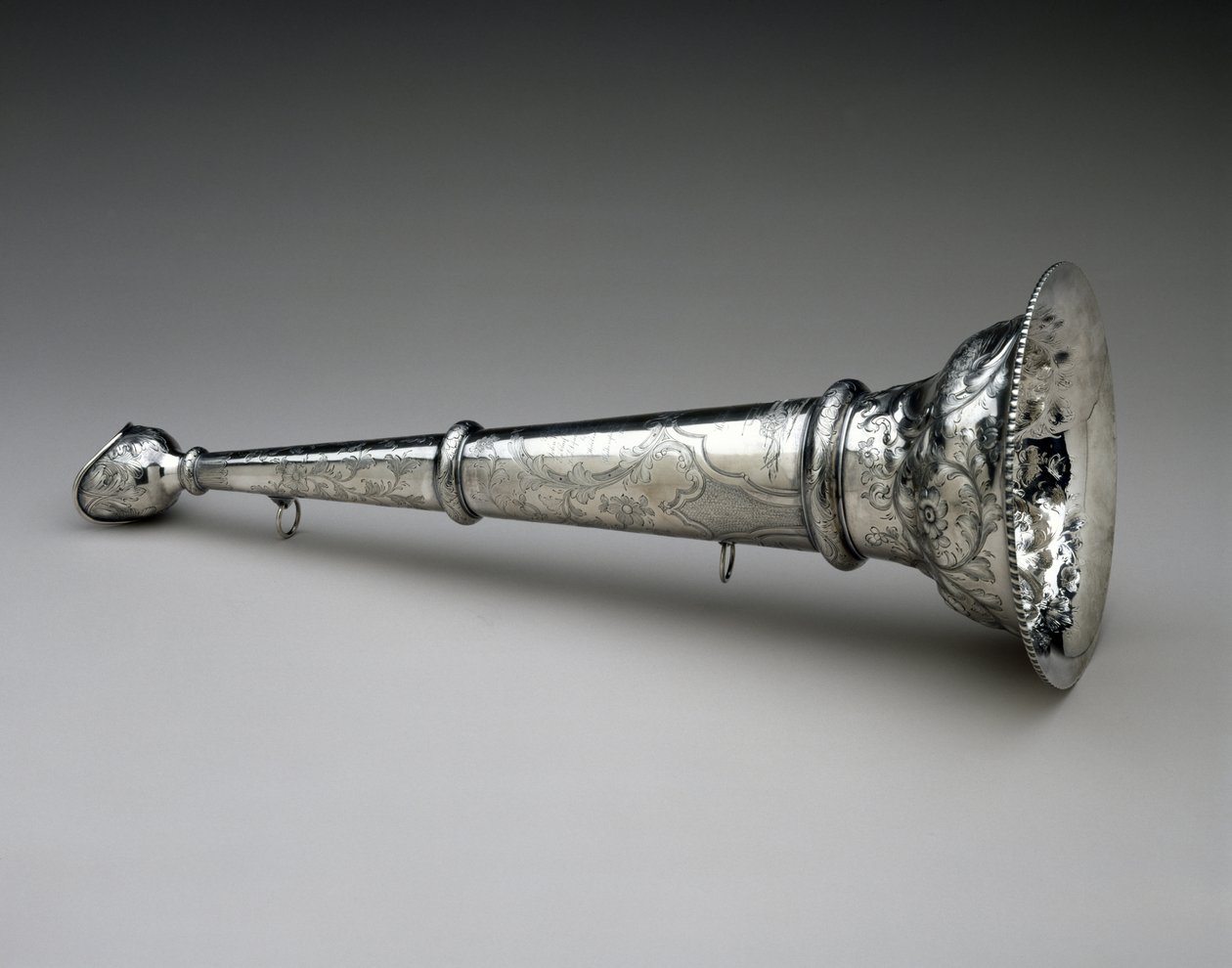 Tűzoltó trombita, c. 1857 (ezüst) alkotó: William Adams