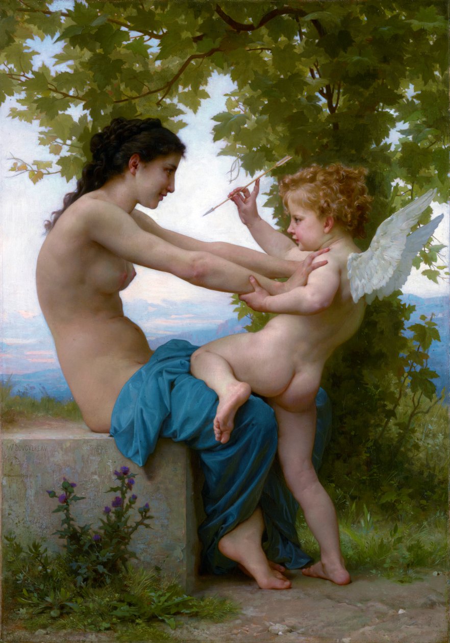 Egy lány, aki megvédi magát Erosszal szemben alkotó: William Adolphe Bouguereau