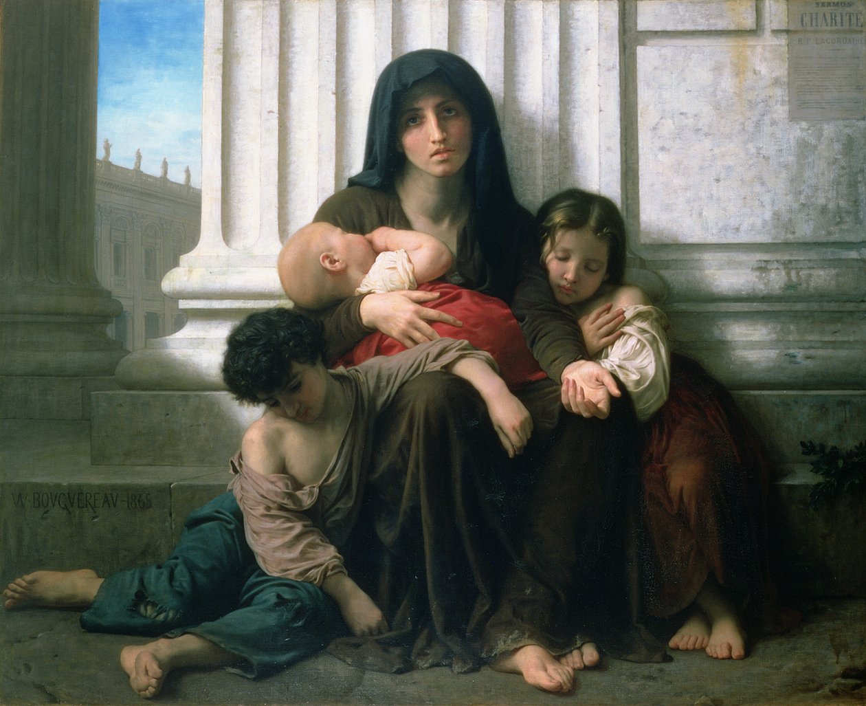Jótékonyság vagy a rászoruló család”, 1865 alkotó: William Adolphe Bouguereau