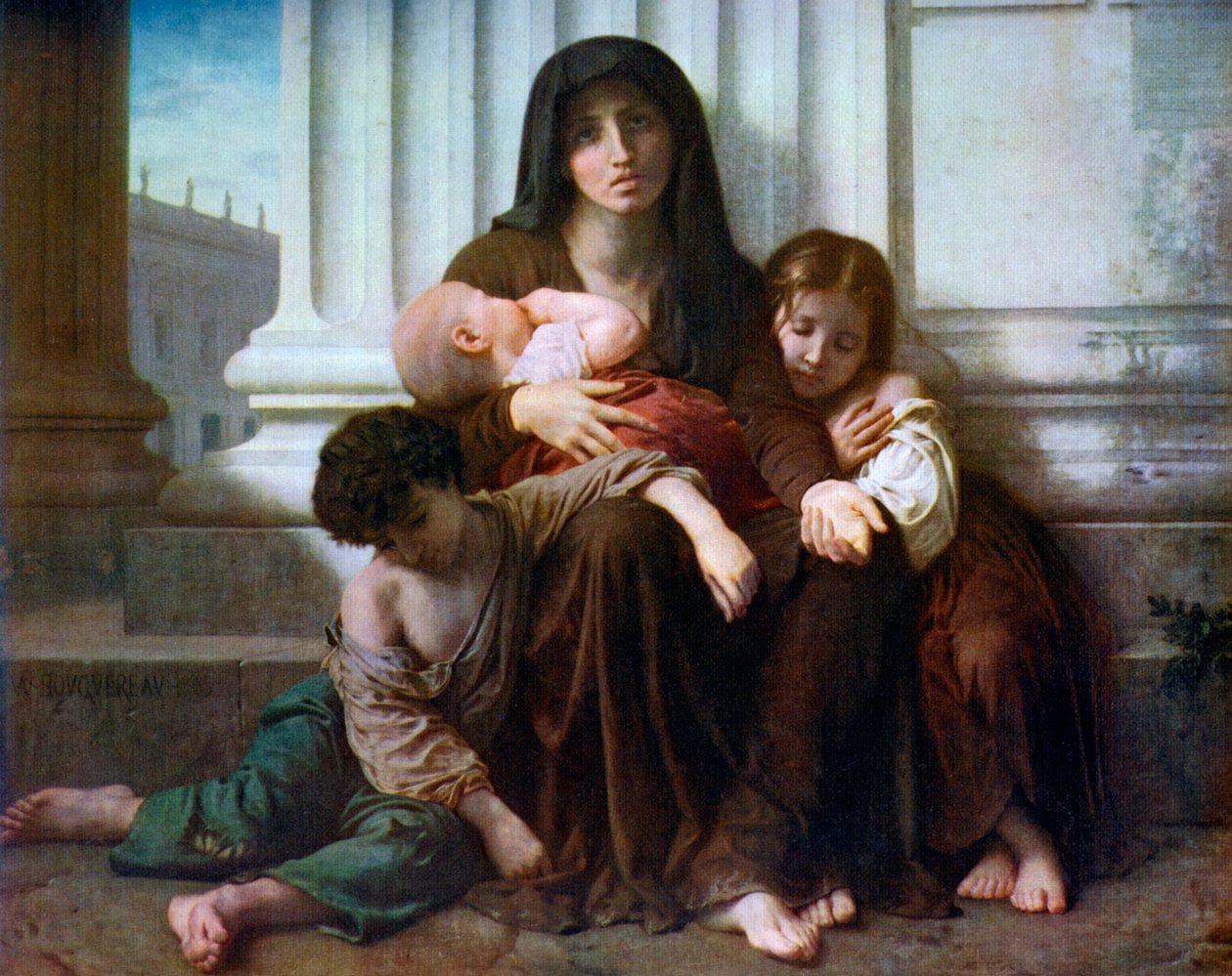 Jótékonyság vagy a rászoruló család, 1865, 1912. alkotó: William Adolphe Bouguereau