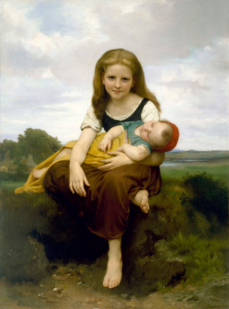 "Az idősebb nővér" (La Soeur ainee) Peinture de William-Adolphe Bouguereau (1825-1905) 1869 - Olaj, vászon - Mérete 130x97,2 cm Szépművészeti Múzeum, Houston alkotó: William Adolphe Bouguereau
