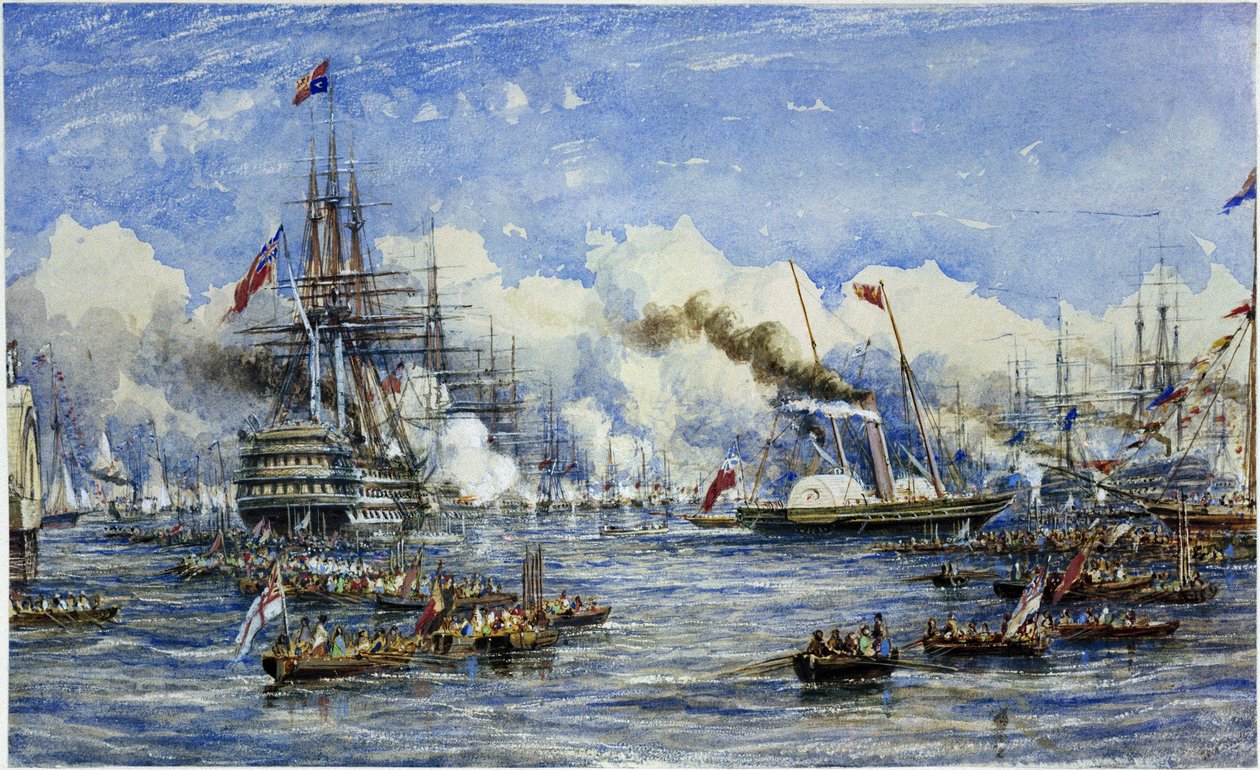 Őfelsége látogatása a zászlóshajón augusztus 11-én alkotó: William Adolphus Knell