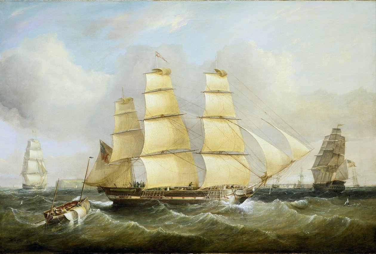 A "Morley" hajó és más hajók. Olaj, vászon alkotó: William Adolphus Knell