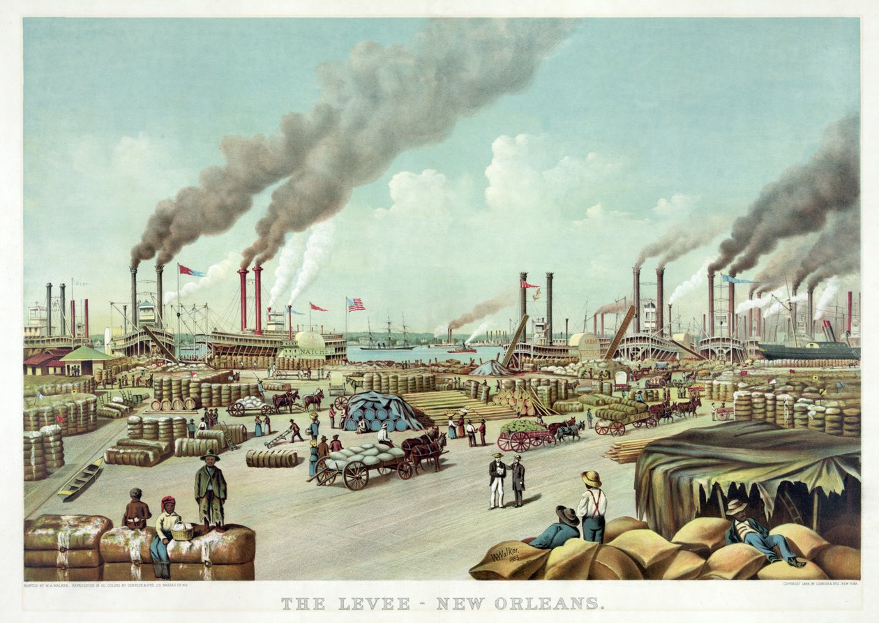 The Levee, New Orleans, pub. Currier és Ives alkotó: William Aiken Walker