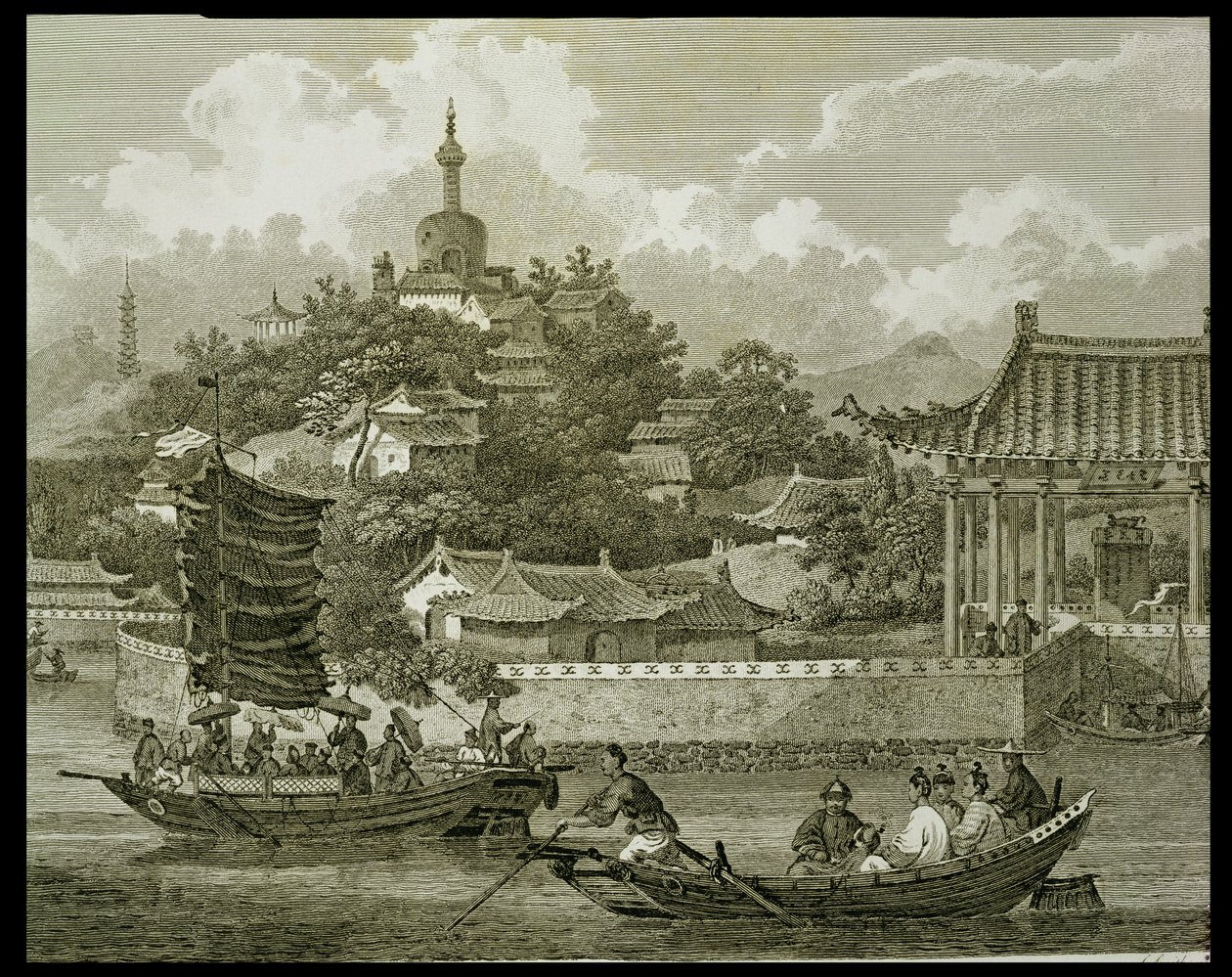 Kilátás a császári palota kertjére, Peking, részlet, vésette Samuel Smith, kocsma. G. Nicol, 1796 alkotó: William Alexander