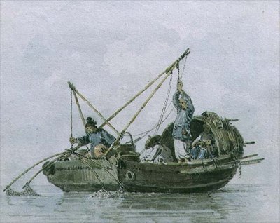 Kínai halászok szemétben (akvarell) alkotó: William Alexander