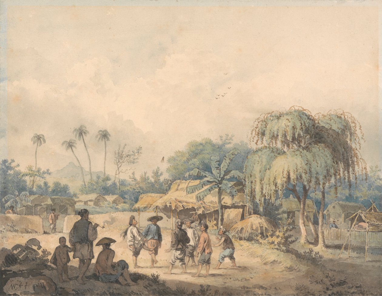 Cochin őslakosai Shuttlecockot játszanak Kínában alkotó: William Alexander