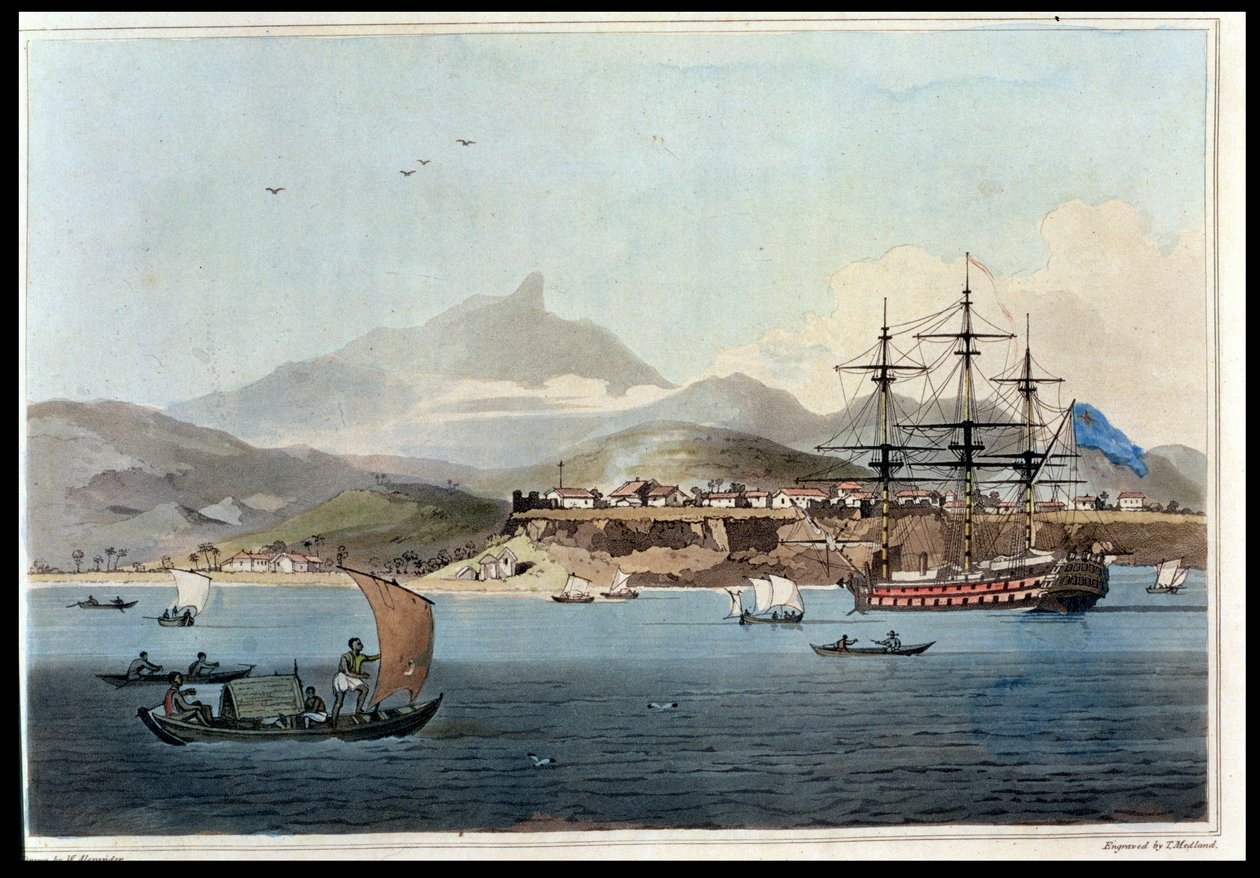 Porto Praya St. Jago szigetén, John Barrow (1764-1848) „A Voyage to Cochinchina” 4. táblája, Thomas Medland (1755-1823) metszete, 1806 (akvatinta) alkotó: William Alexander