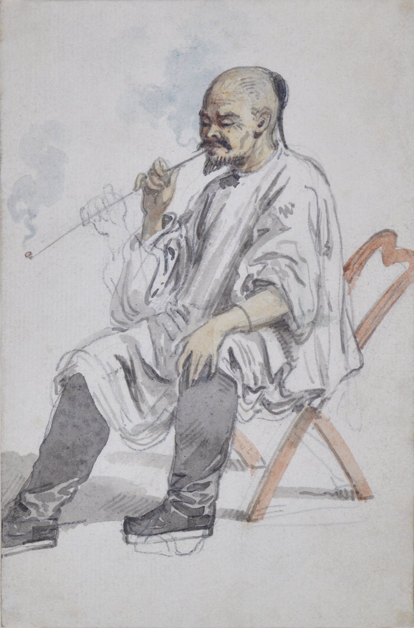 Ülő kínai férfi dohányzik alkotó: William Alexander