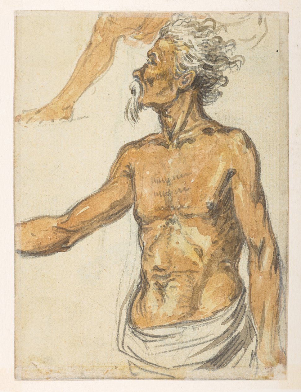 [f.4 24v Idős férfi.  egy albumból, amely 372 tájat, tengerpartot, jelmezeket és mindennapi életet ábrázoló rajzot tartalmaz Lord Macartney kínai császári nagykövetsége idején, 1792 és 1794 között (ceruza és akvarell papíron) alkotó: William Alexander
