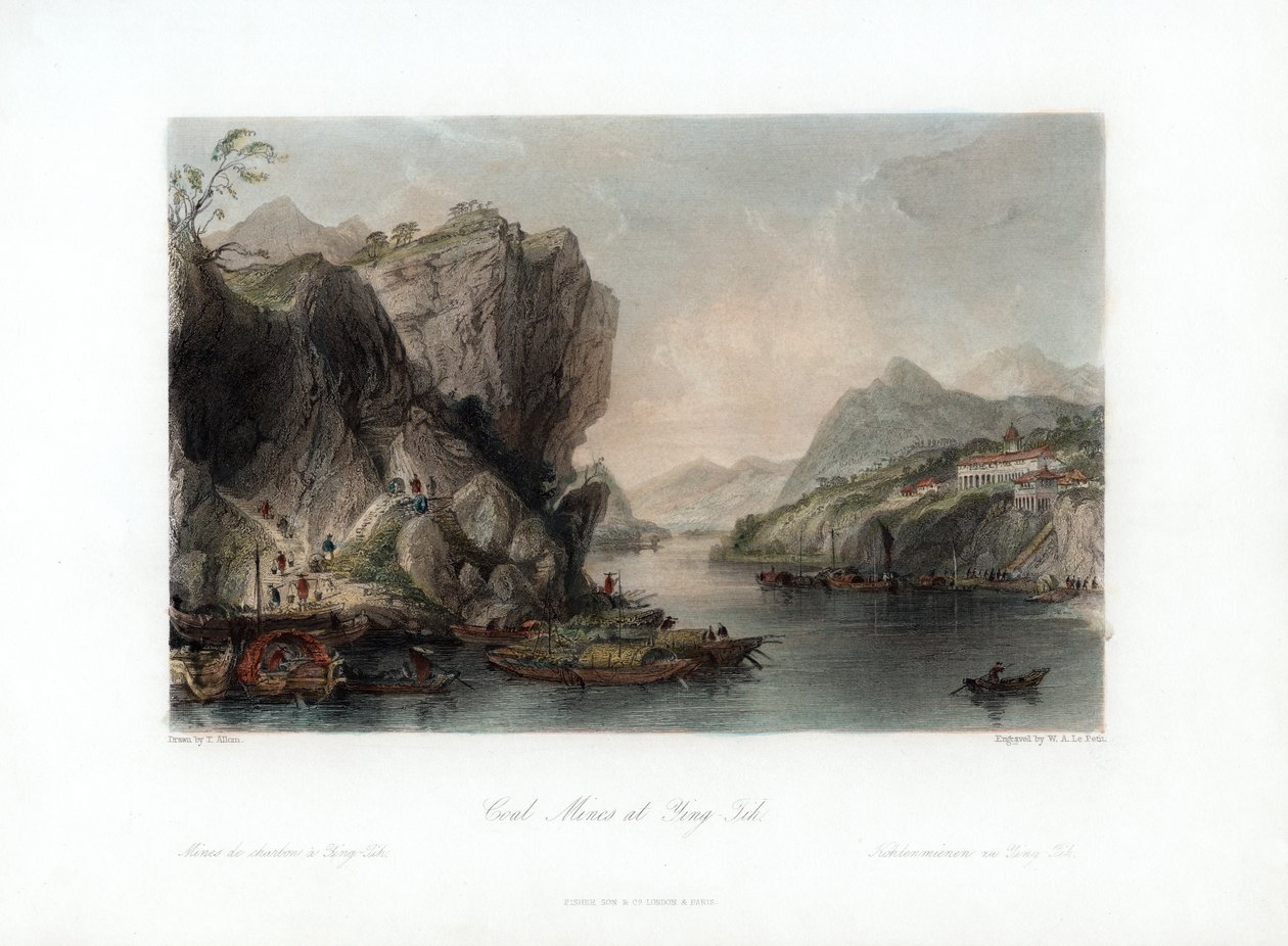 „Coal Mines at Ying-Tih”, Kína, 1840. alkotó: William Alexander Le Petit
