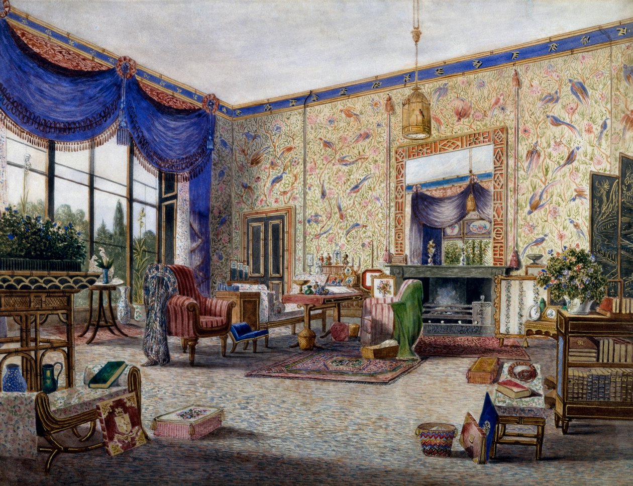 Szalon a Middleton Parkban, William Alfred Delamotte (1775-1863) alkotó: William Alfred Delamotte