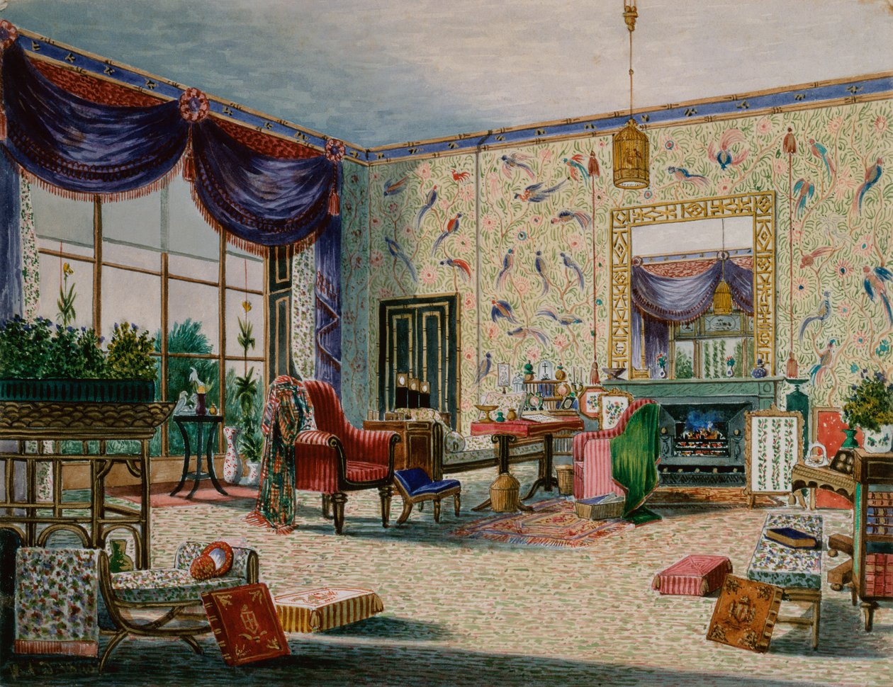 A kínai szalon, Middleton Park, Oxfordshire alkotó: William Alfred Delamotte