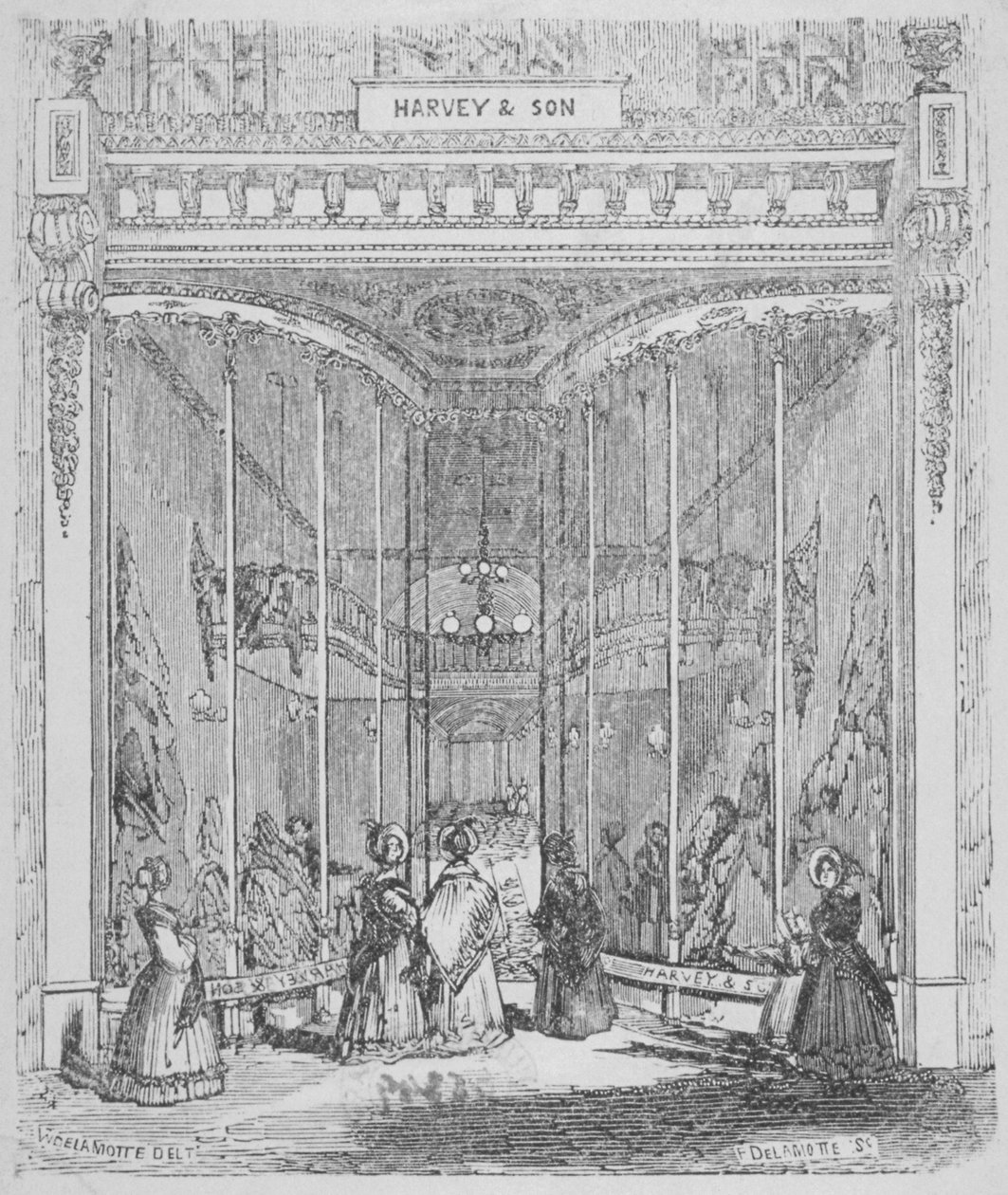 Harvey and Son telephelye a Ludgate Hill 9. szám alatt, Ludgate Hill, London City, 1845 alkotó: William Alfred Delamotte