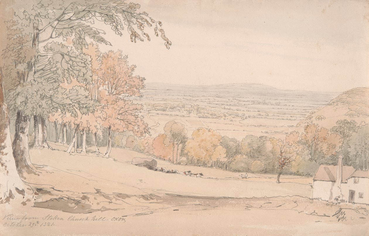 Kilátás a Stokenchurch Hillről, Buckinghamshire alkotó: William Alfred Delamotte