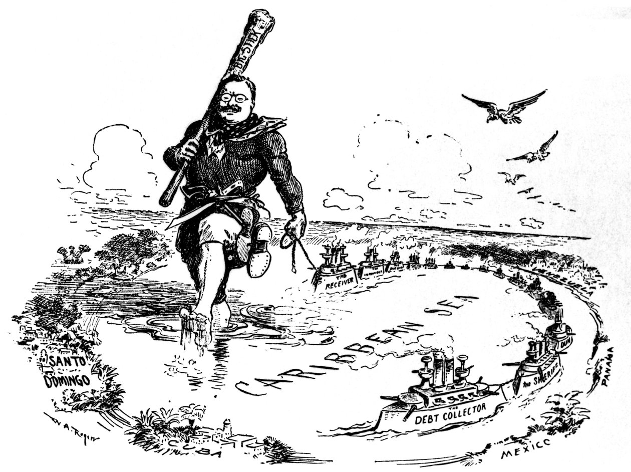 A nagy bot a Karib-tengerben. Karikatúra Theodore Rooseveltről, 1904 alkotó: William Allen Rogers