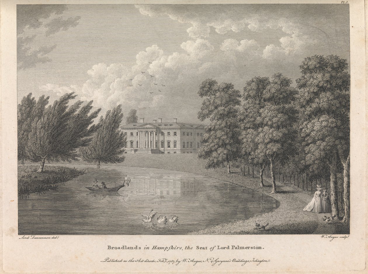 Broadlands in Hampshire, Lord Palmerston székhelye (kiadó: W. Angus), 1. lemez; 42. oldal (Első kötet) alkotó: William Angus