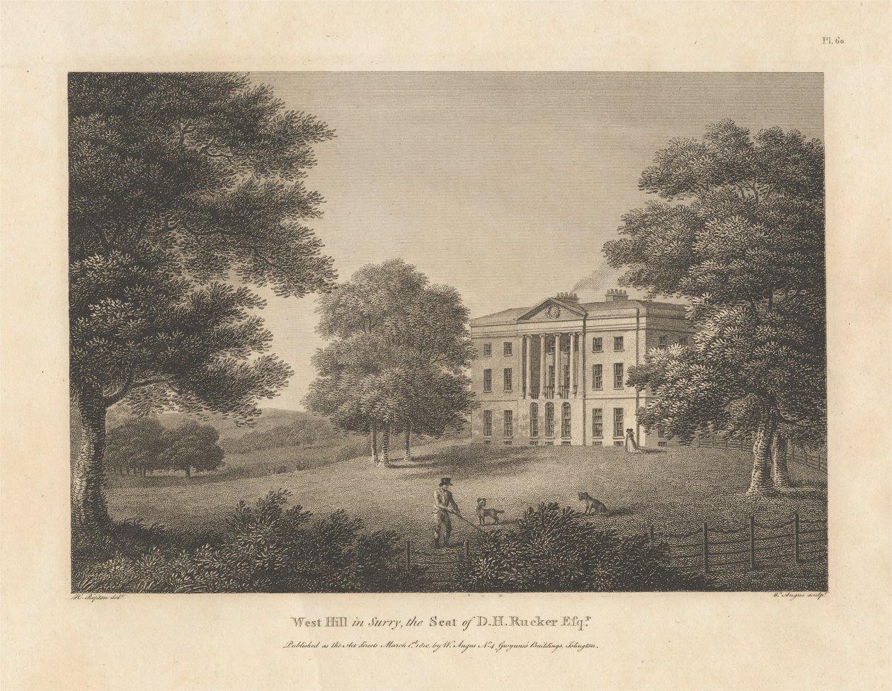 West Hill Surreyben, a D. H. Rucker Esqr székhelye. alkotó: William Angus