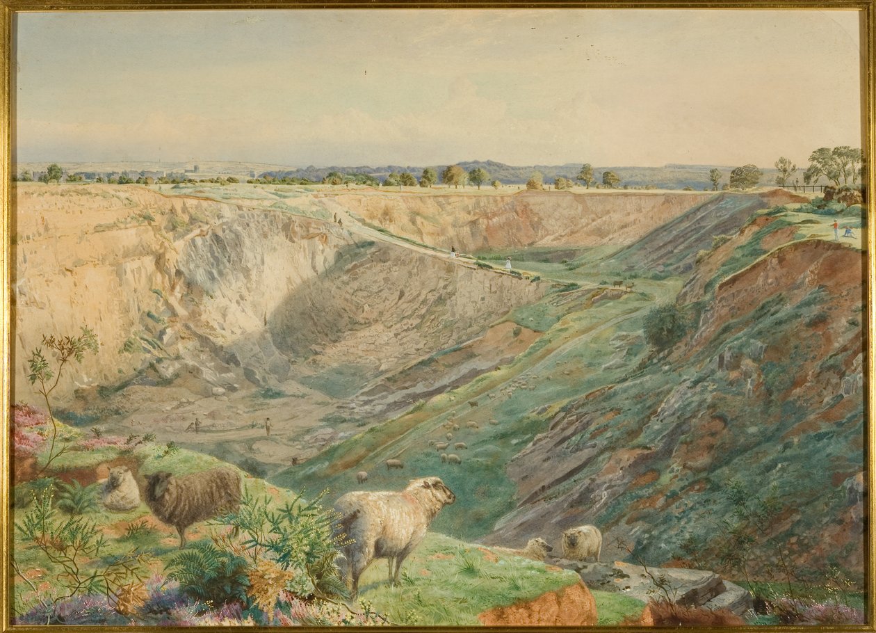Kőbánya a Durdham Downon, 1865 körül (akvarell és testfesték papíron) alkotó: William Arnee (attr. to) Frank
