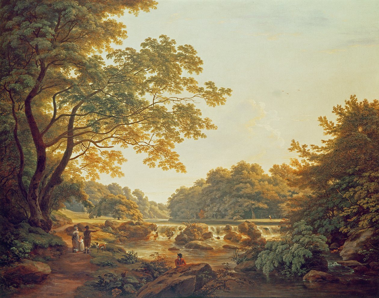 Alakzatok egy gátnál a Clodiagh folyón, Charleville Forestben, Offaly megyében, 1801 alkotó: William Ashford