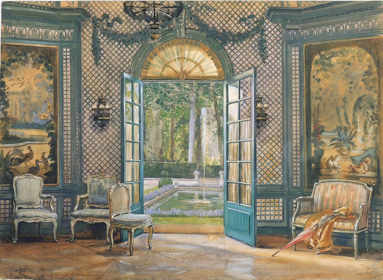 A "Villa Trianon" zeneszobája, 1920-as évek (papíron) alkotó: William B. E. Rankin