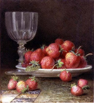Eper és egy pohár (akvarell) alkotó: William B. Hough