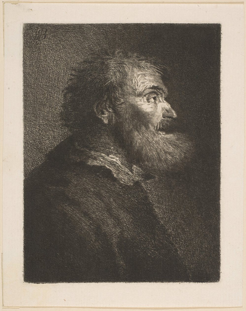 Egy öregember profilban, 1761. alkotó: William Baillie