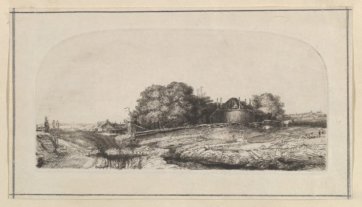 Táj szénapajta és birkanyáj másolatával, 1750-1810. alkotó: William Baillie