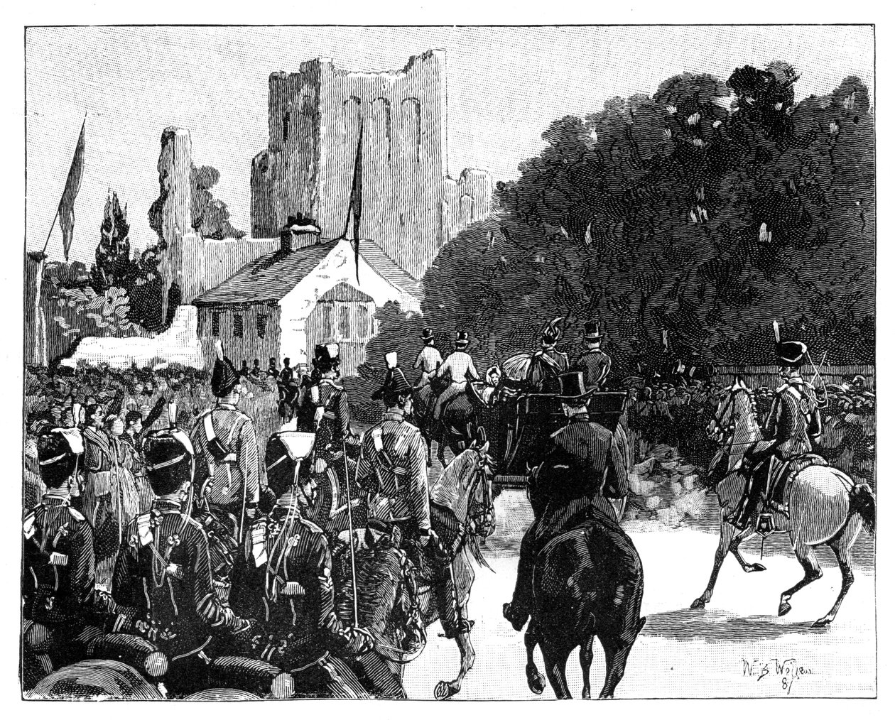 Viktória királynő érkezése a skóciai Kelsóba, 1887. alkotó: William Barnes Wollen