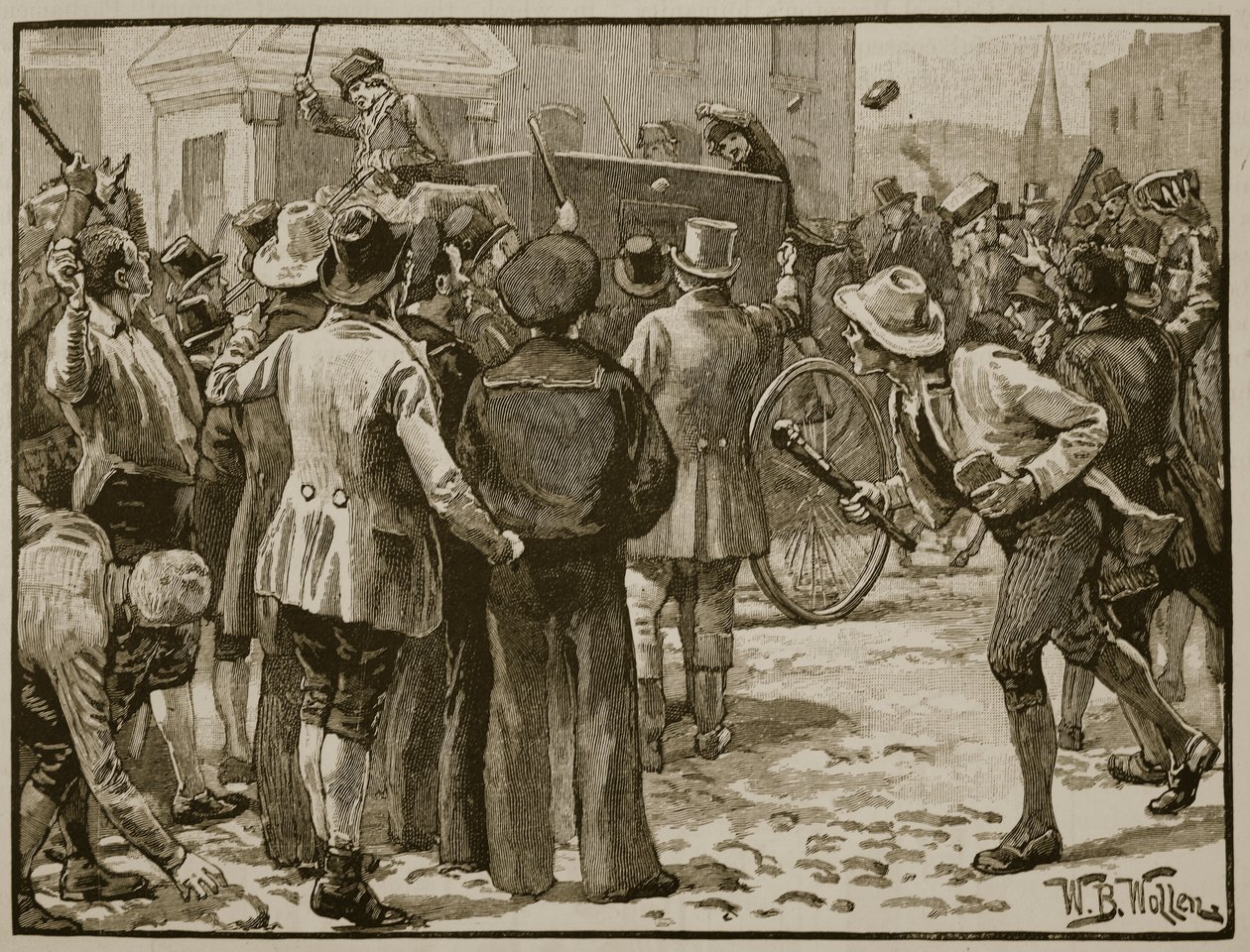Támadás Sir Charles Wetherell ellen Bristolban, illusztráció a 