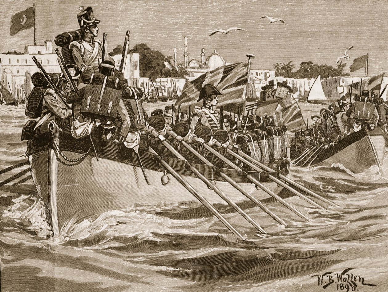 A brit csapatok távozása Alexandriából, 1807, illusztráció a 