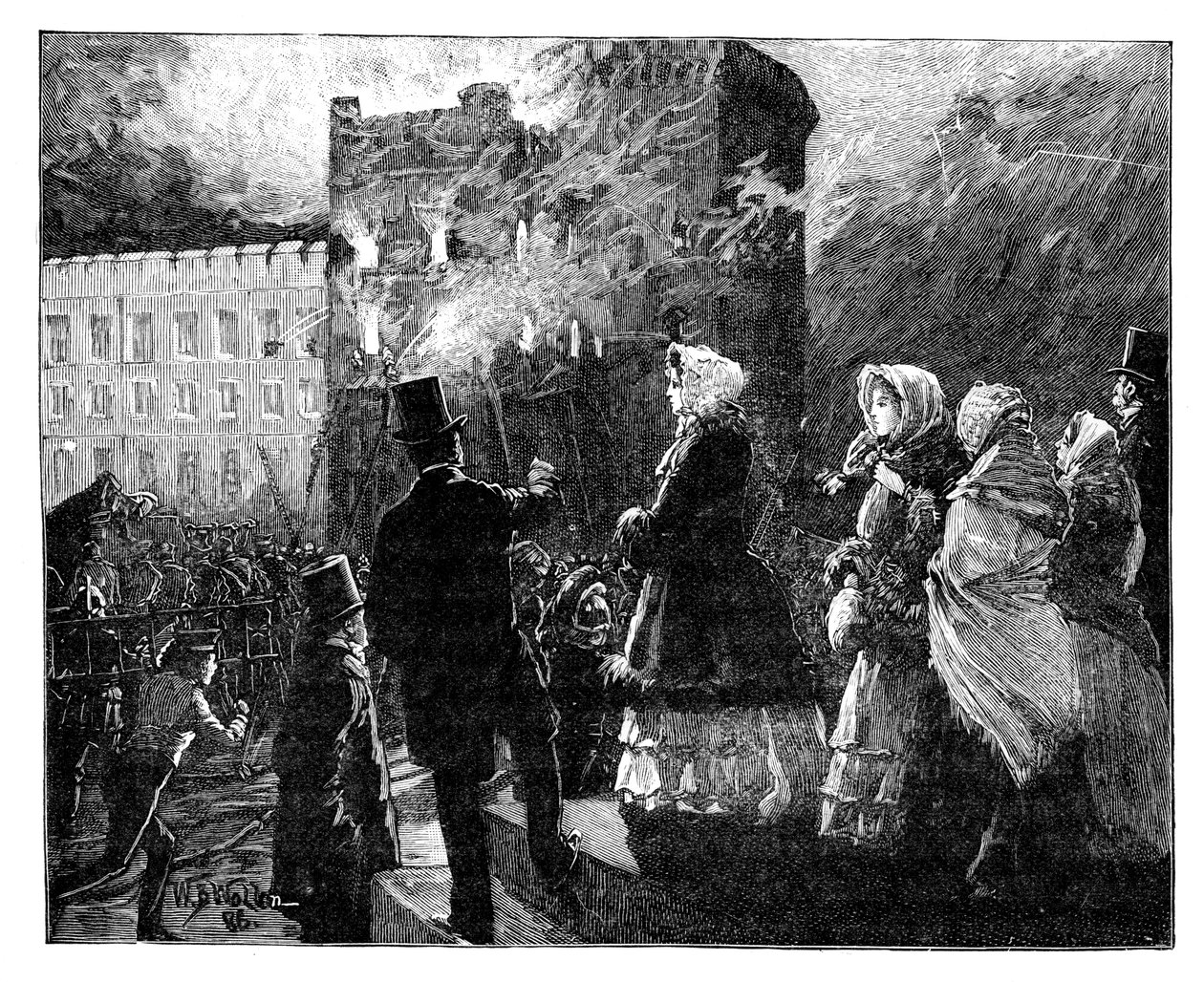 Tűz a Prince of Wales Towerben, Windsor Castle, 1850-es évek, 1888 alkotó: William Barnes Wollen