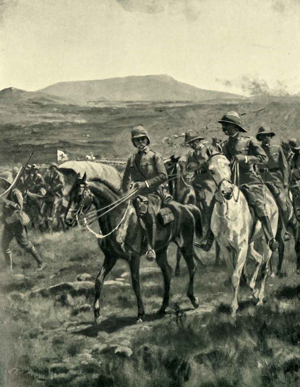Lord Roberts és személyzete a Veldten Pretoria felé közeledik, 1901. alkotó: William Barnes Wollen