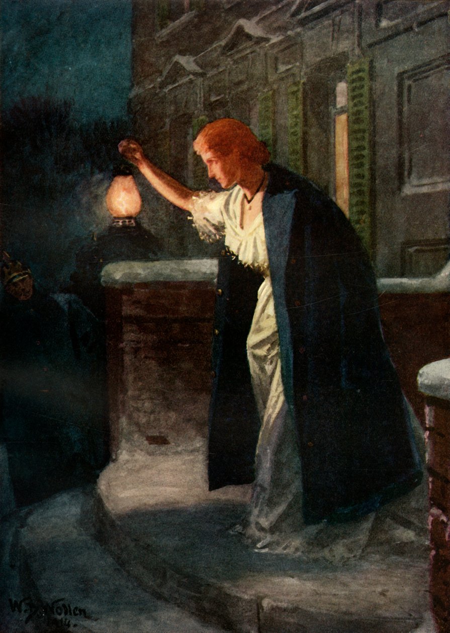 Felállt, és lassan egyik oldalról a másikra lendítette a lámpást, 1914. alkotó: William Barnes Wollen