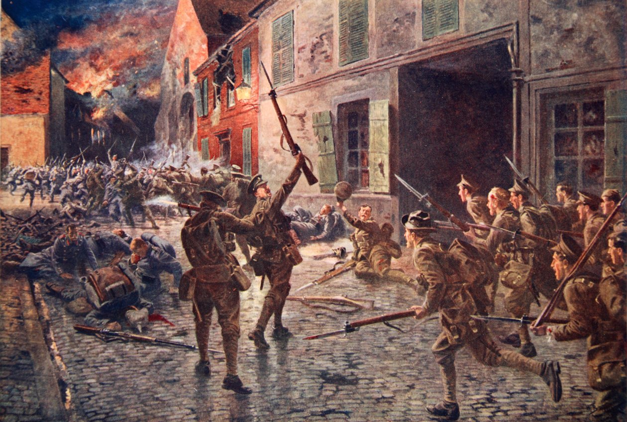 A Coldstream Gárda Landreciesben, 1914 augusztusában alkotó: William Barnes Wollen